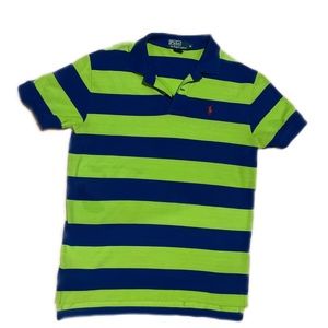 Ralph Lauren polo. Horizontal stripes. Lime Green and Blue. Size M. Hardly worn.